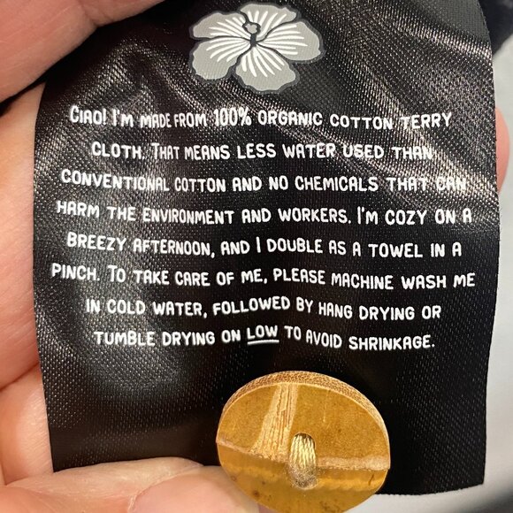 Tombolo 'Agua Mágica' Cabaña Shirt grey terry cloth w/ivory stitching, men's M - Picture 7 of 10